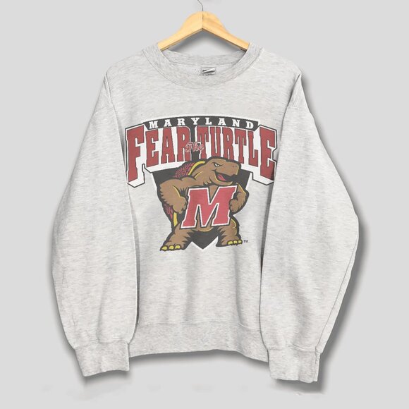 University Of Maryland Fear The Turtle Sweatshirt Maryland Terrapins Shirt Tee - Picture 1 of 2
